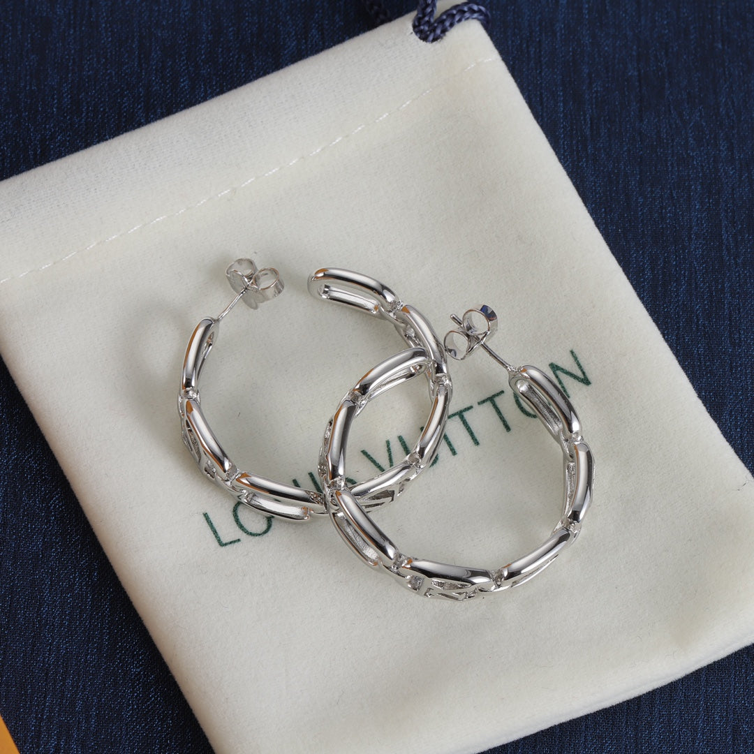 Oval Chain-Link Hoop Earrings