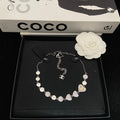 White Disc & Oval Station Necklace