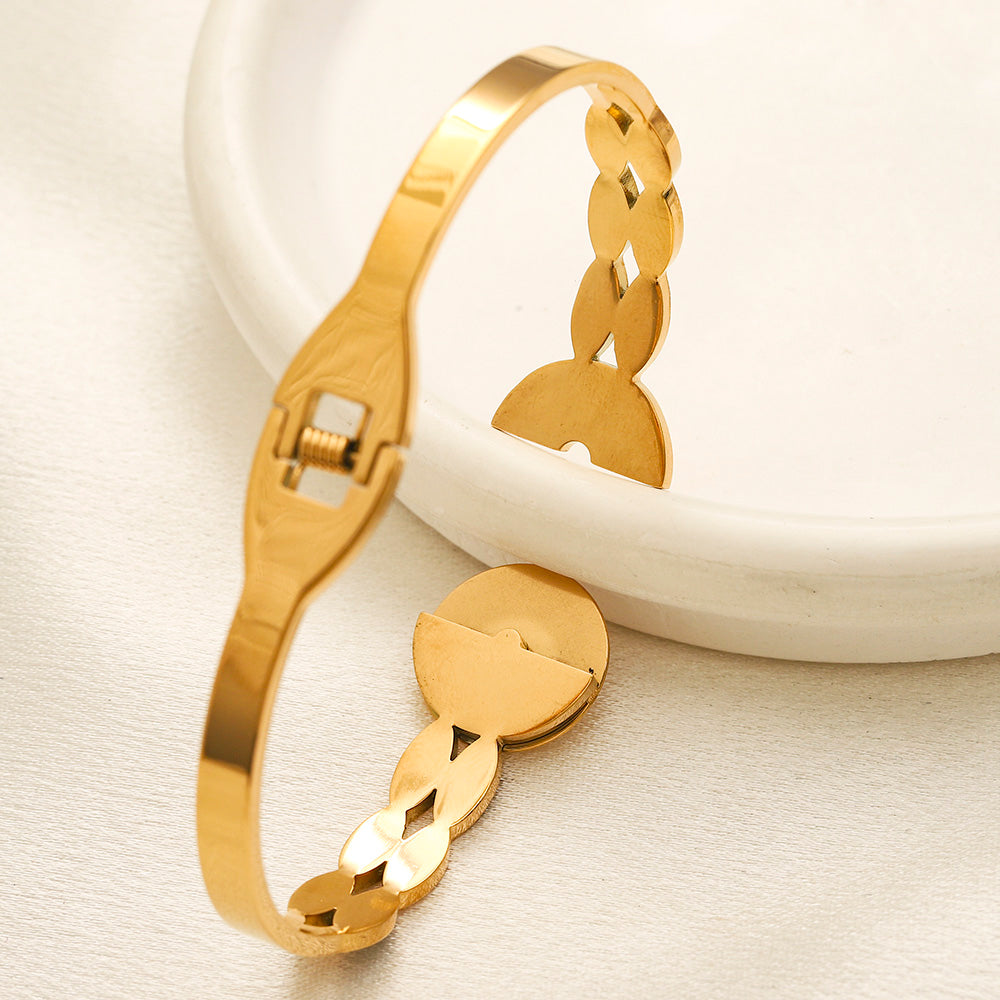 304 Stainless Steel Color-Inlay Link Medallion Bracelet