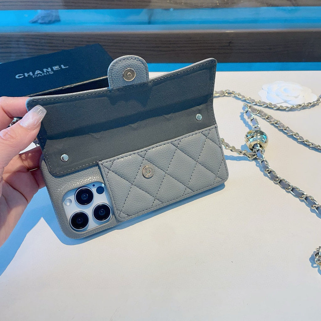 Geometric Quilted Phone Case with Chain Strap