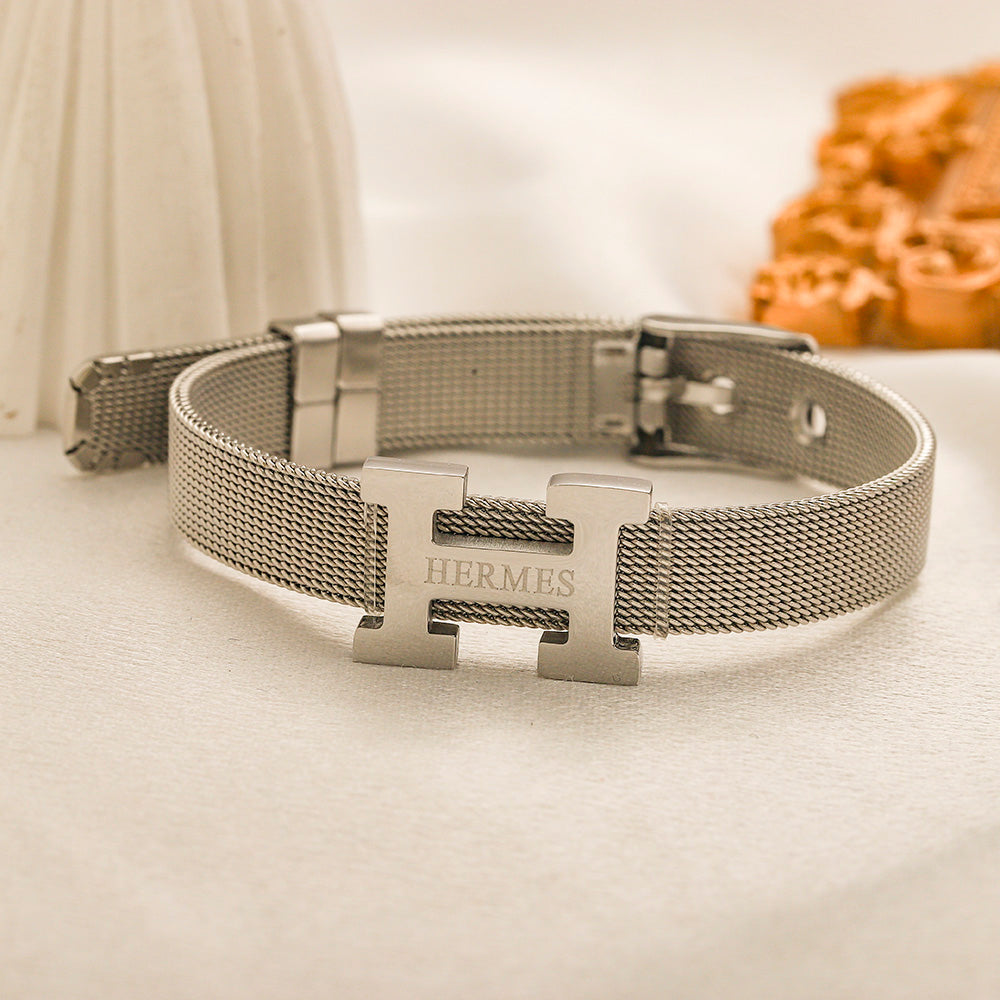 Pulsera de malla de acero inoxidable 304 con cierre en H