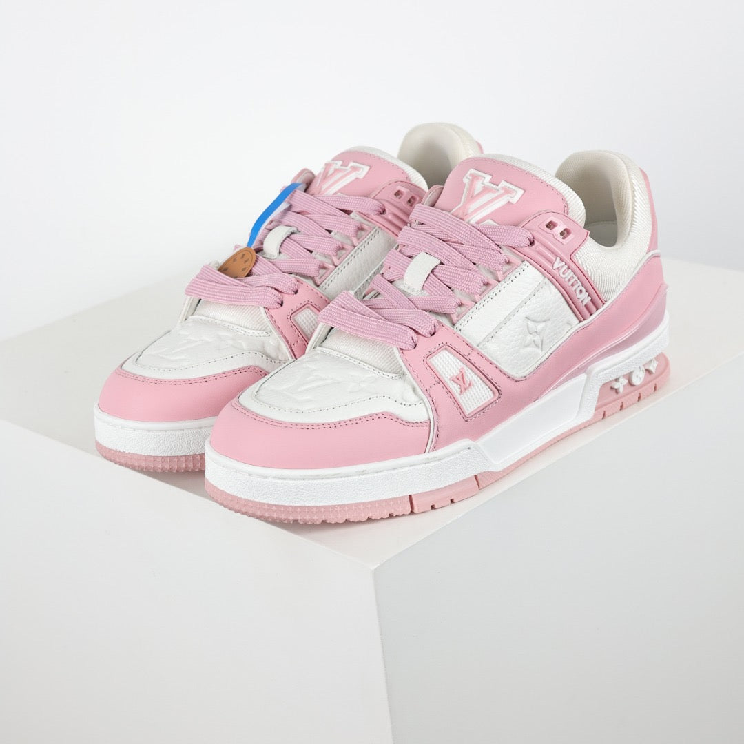 Pink and White Low-Top Sneakers