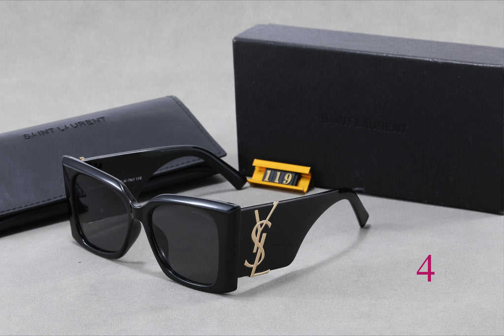 Gafas de sol cuadradas estilo ojo de gato con patillas con monograma