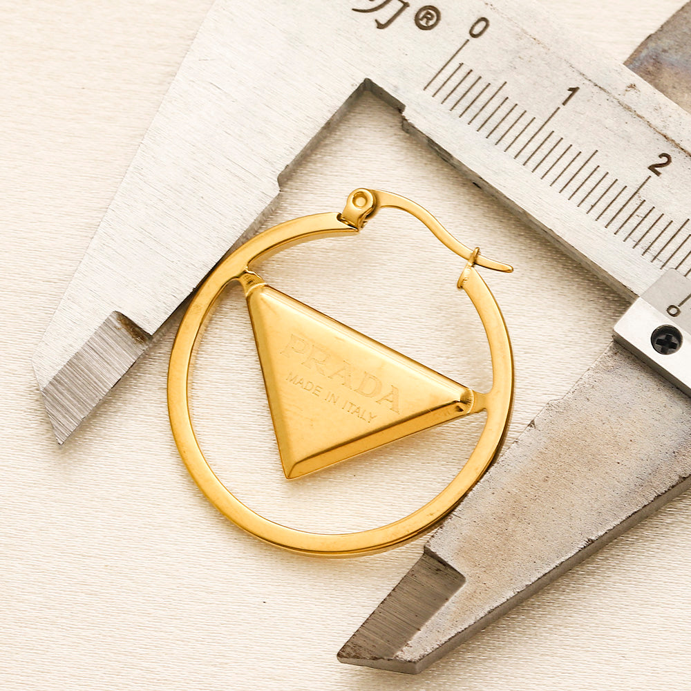 Pendientes de aro con marco triangular de acero inoxidable 304