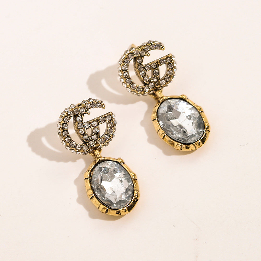 Alloy Oval Stone Earrings, Bracelet & Necklace Collection