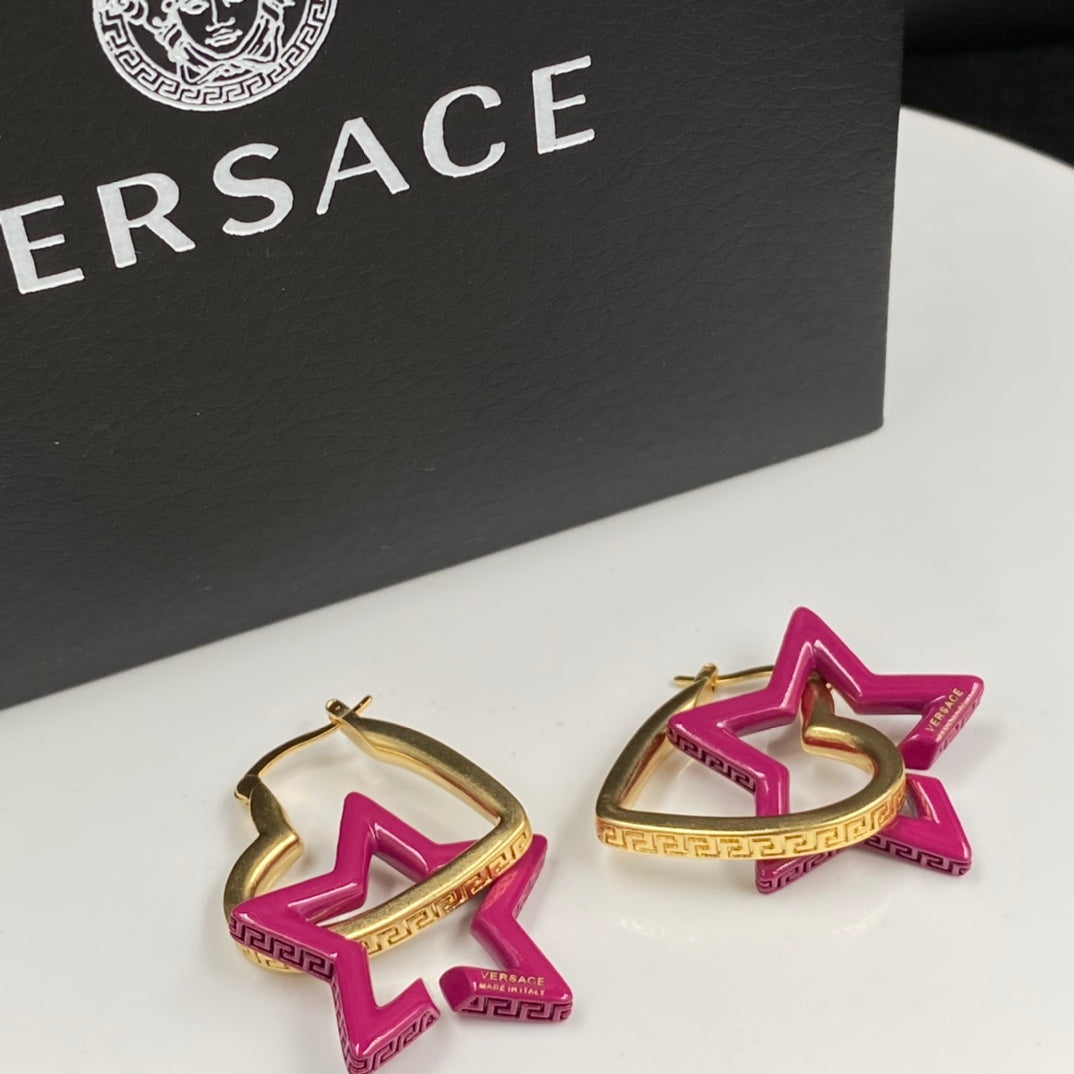 Pink Star & Heart Hoop Earrings