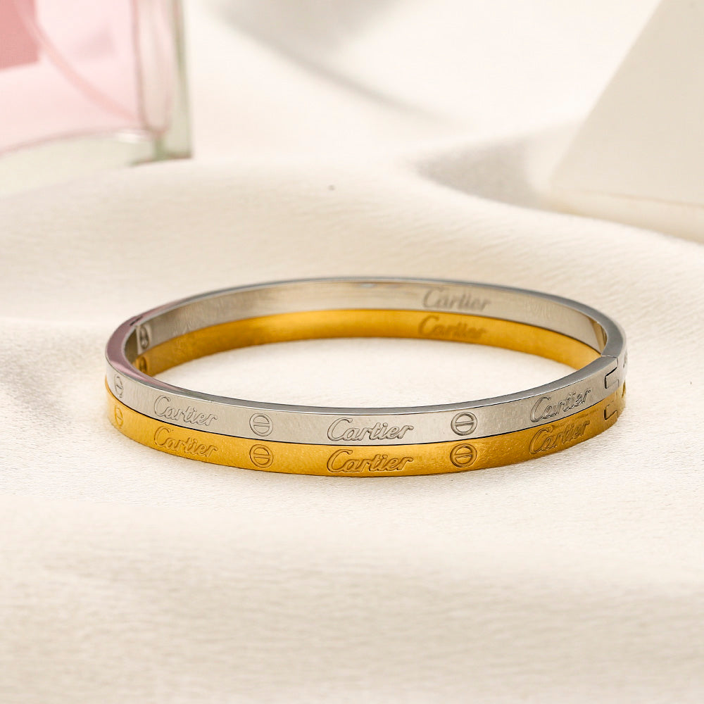 304 Stainless Steel Polished Engraved Slim Bangle Bracelet