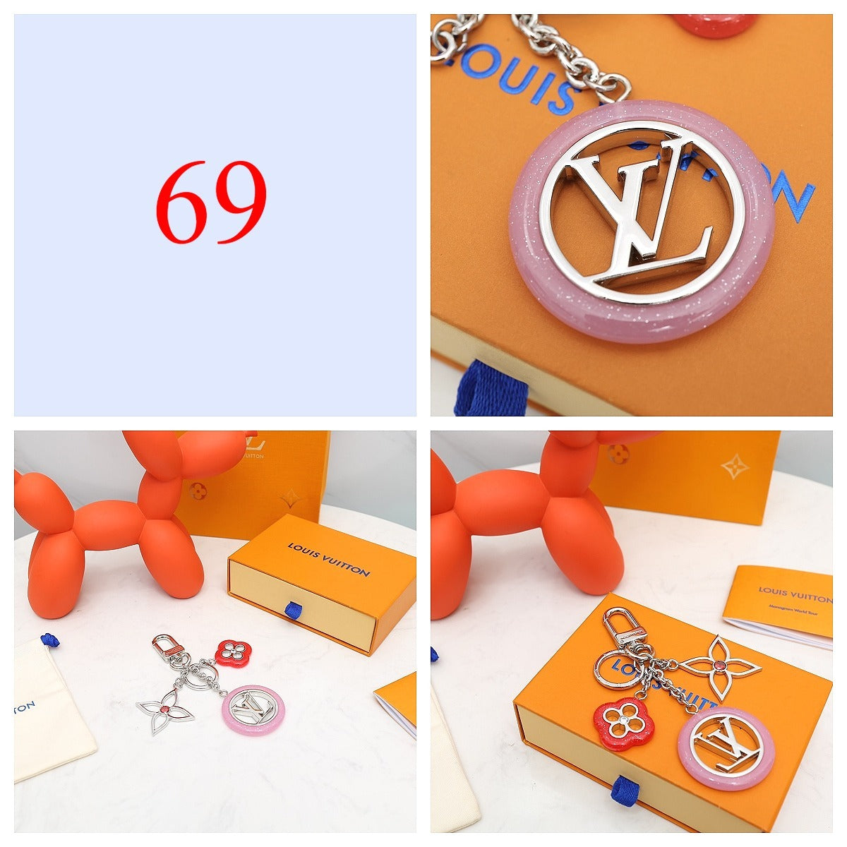 Floral & Letter Charm Keychain - Style Options