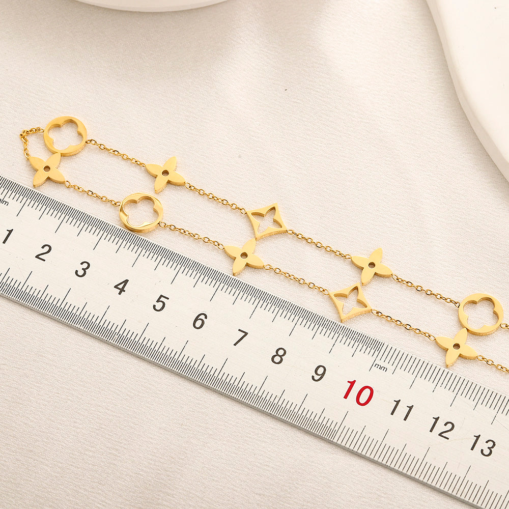 Collier à maillons géométriques floraux en acier inoxydable 304