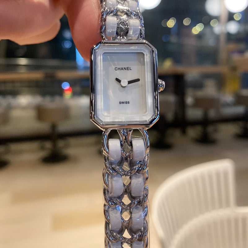 Montre rectangulaire à quartz avec bracelet chaîne étincelant 003