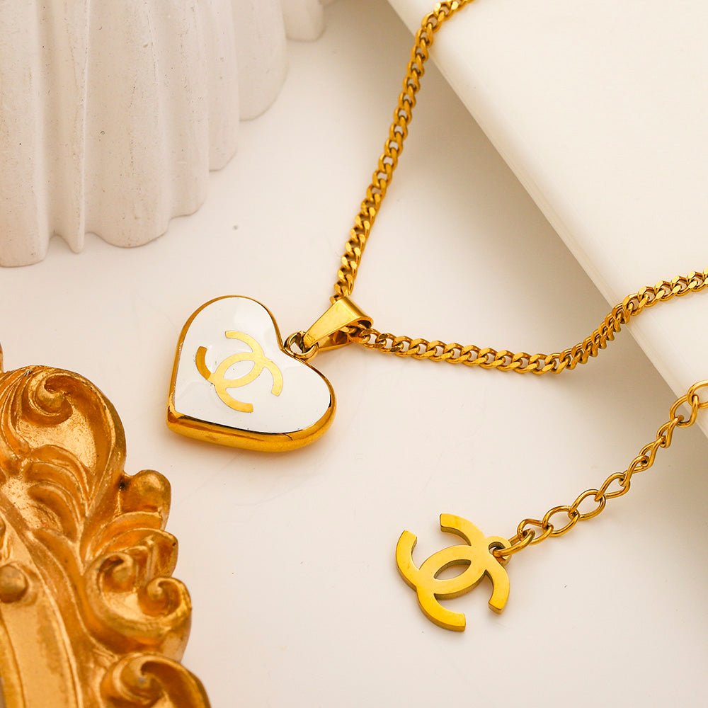 304 Stainless Steel Colorful Heart Earrings & Necklace Collection