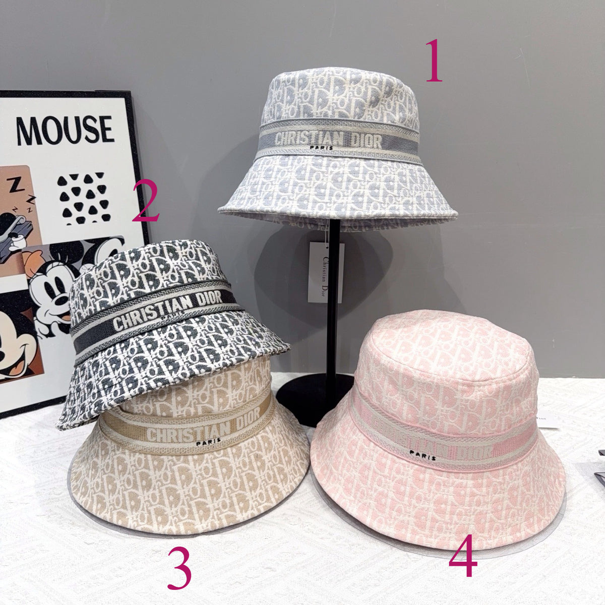 Patterned Bucket Hat with Lettered Band