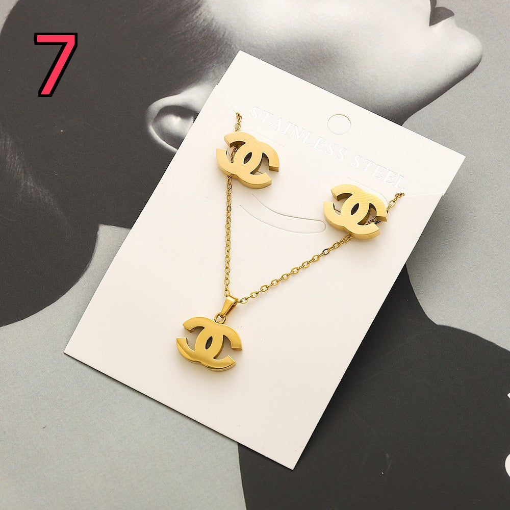 304 Stainless Steel Pendant & Stud Earring Sets - 8 Styles