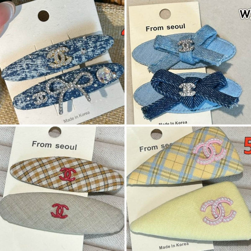 Decorative Hair Clip - Bow, Plaid and Emblem Options