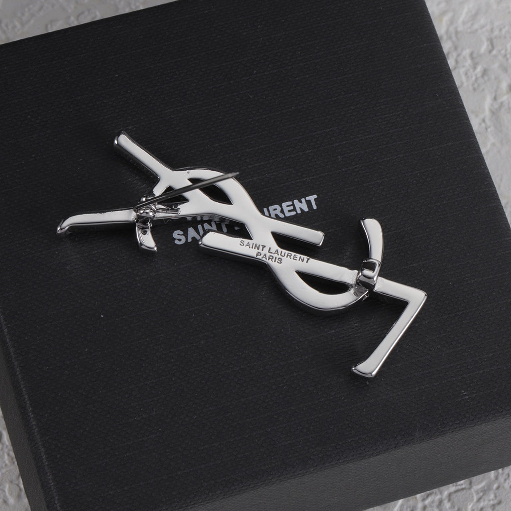 Polished Stacked Letter Brooch