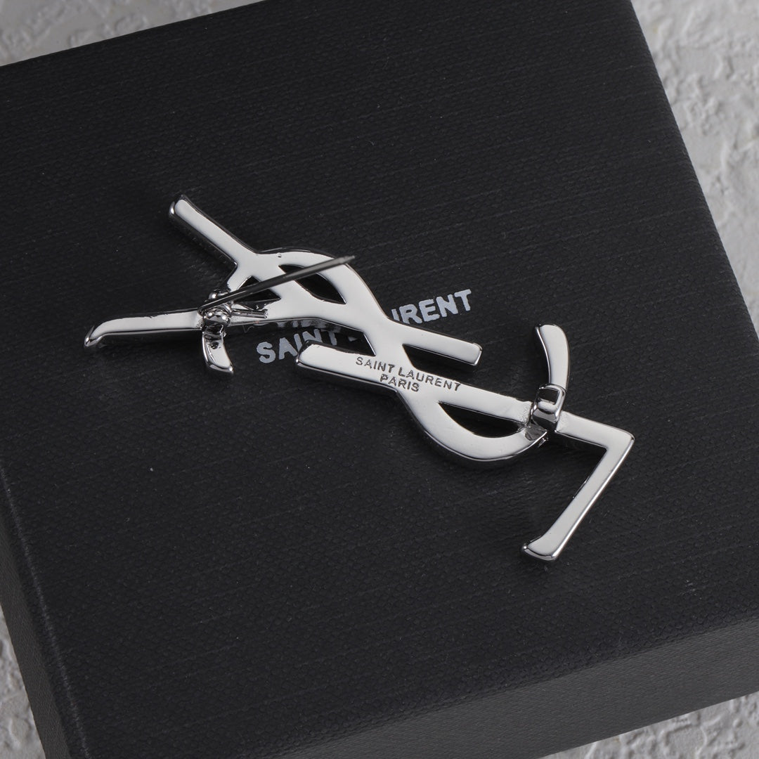 Polished Stacked Letter Brooch