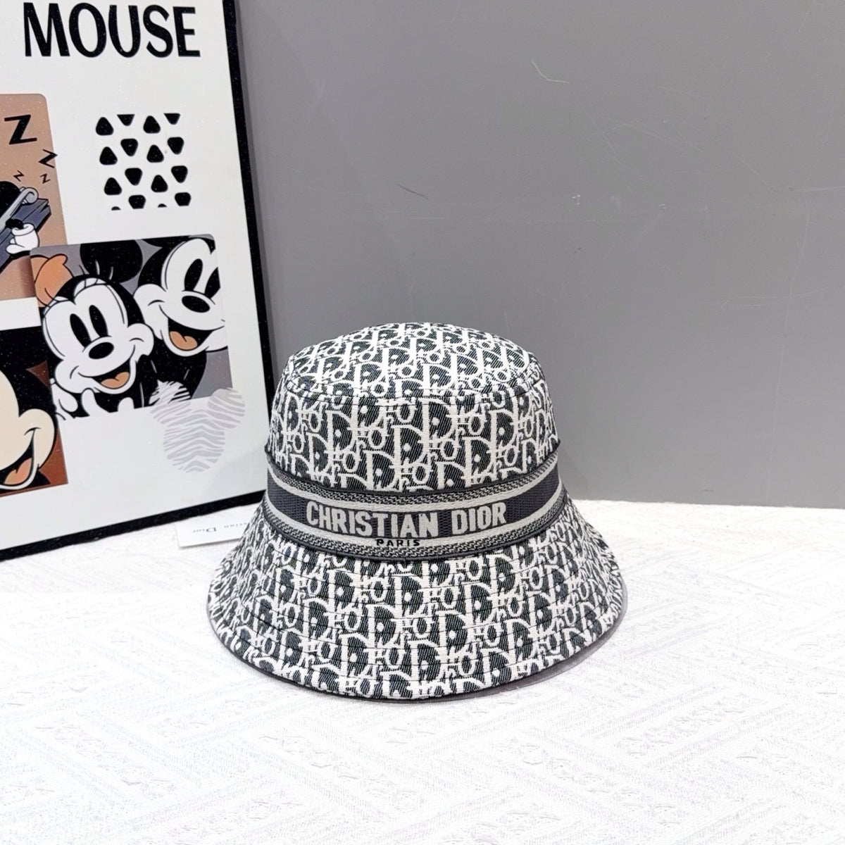 Patterned Bucket Hat with Lettered Band