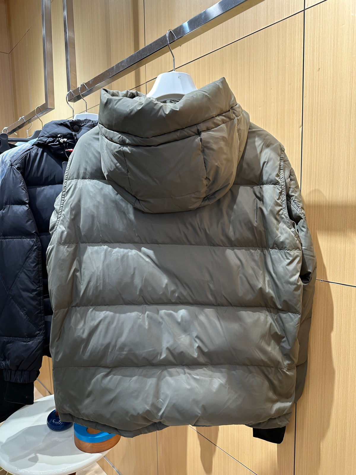 Hooded quilted puffer jacket product photograph