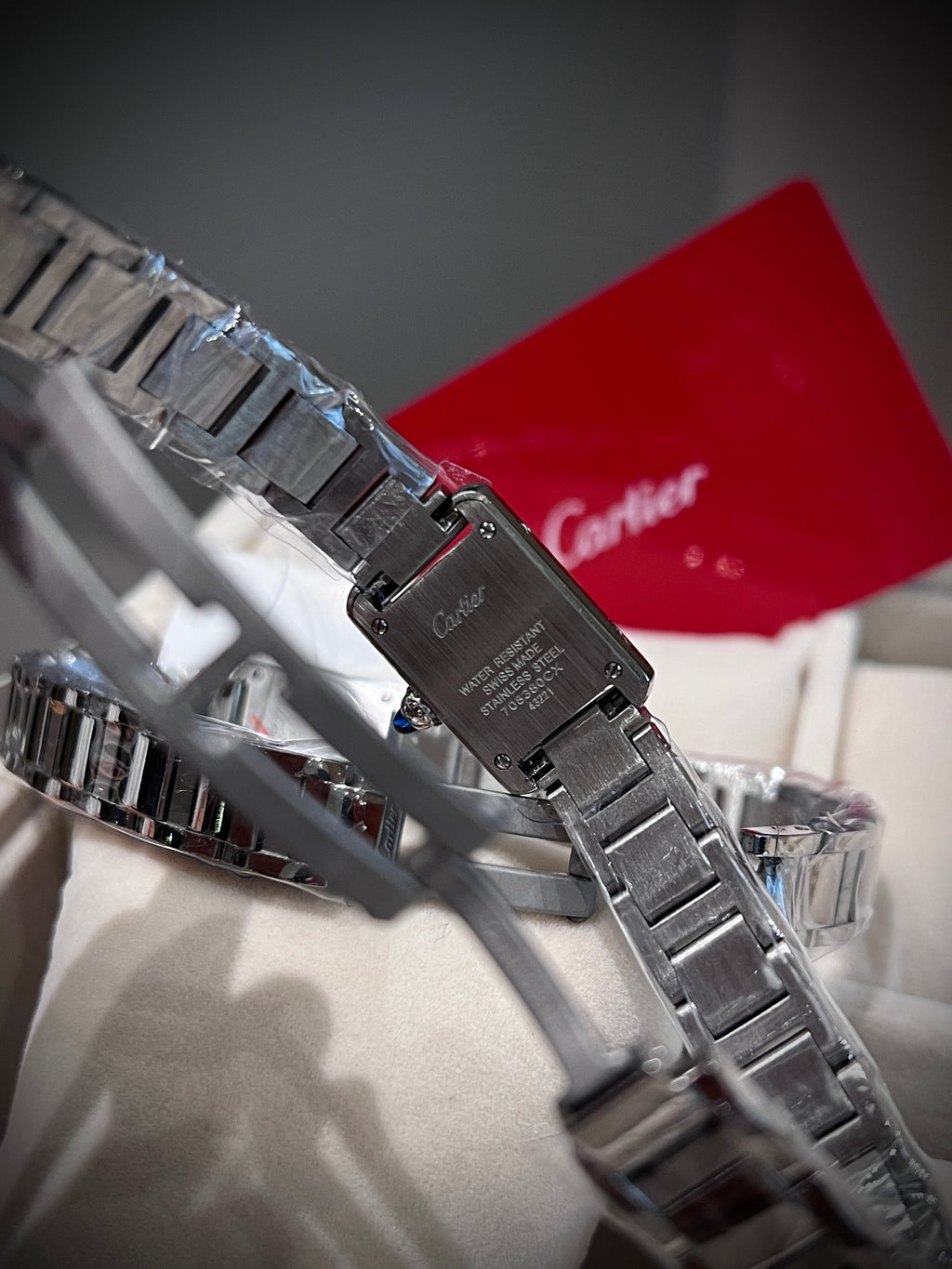 Rectangular bracelet watch detail