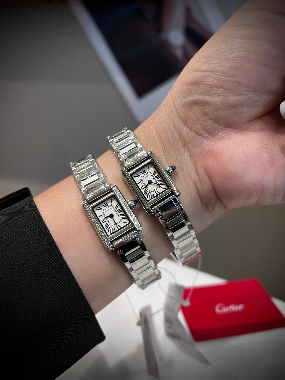 Rectangular bracelet watch detail