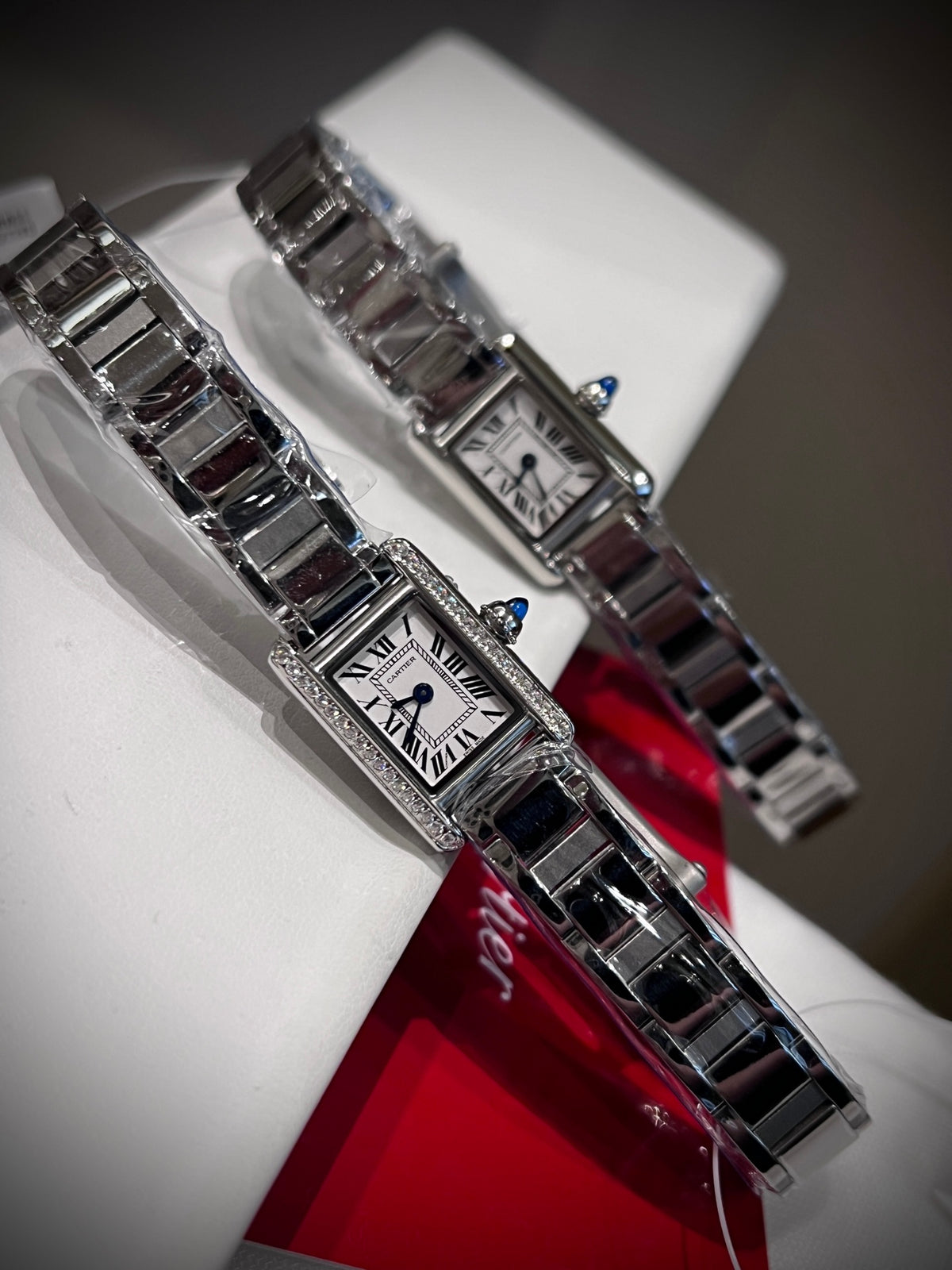 Rectangular bracelet watch detail
