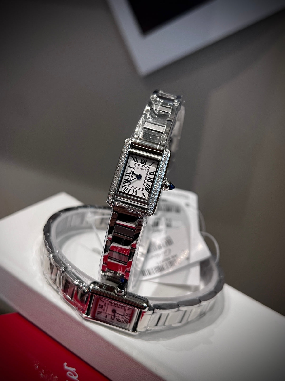 Rectangular bracelet watch detail