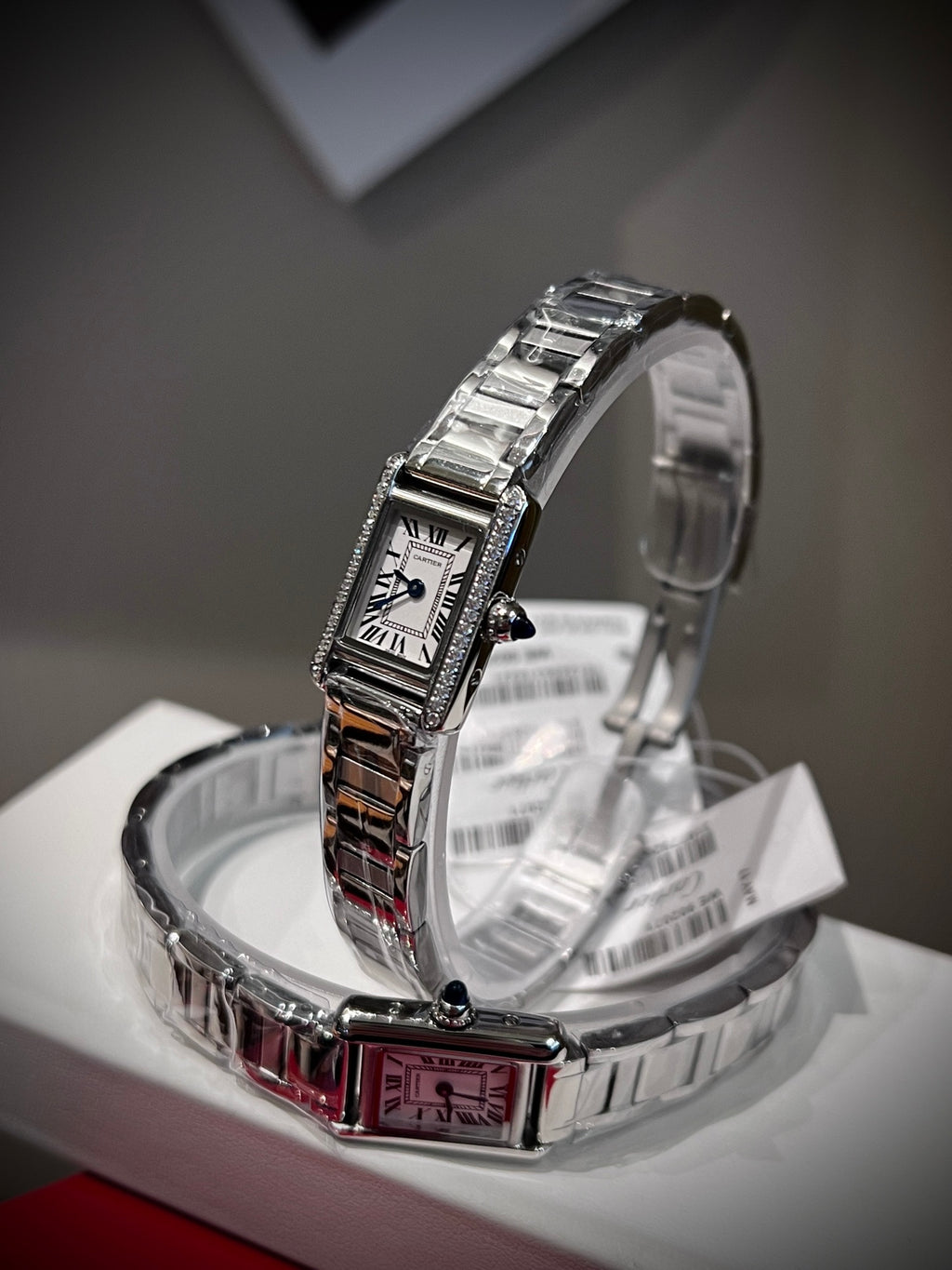 Rectangular bracelet watch detail