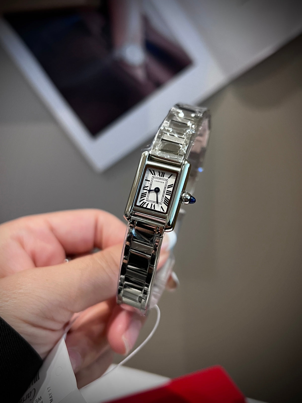 Rectangular bracelet watch detail