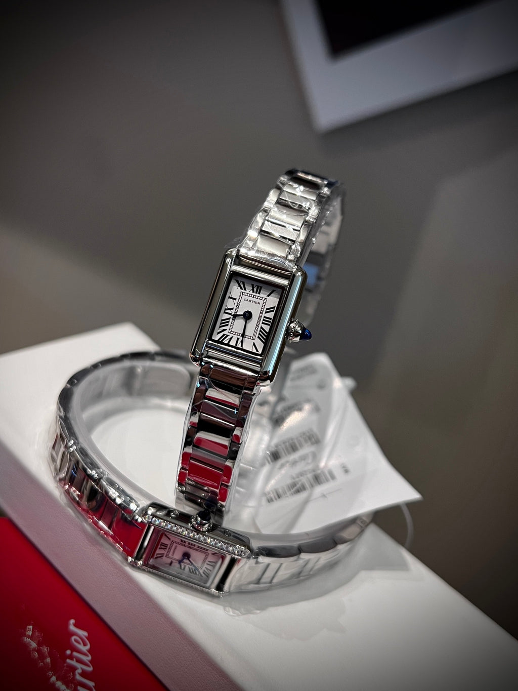 Rectangular bracelet watch detail