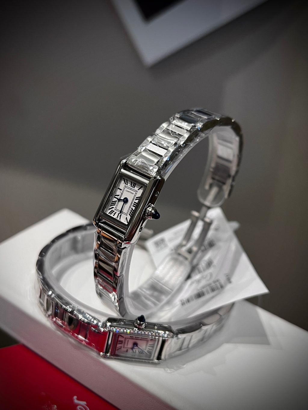 Rectangular bracelet watch detail