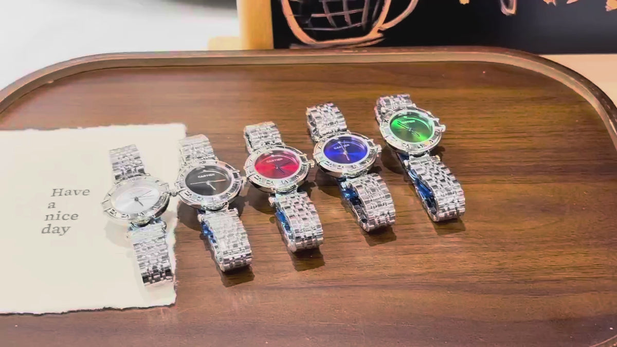 Round Dial Crystal-Style Bracelet Quartz Watch