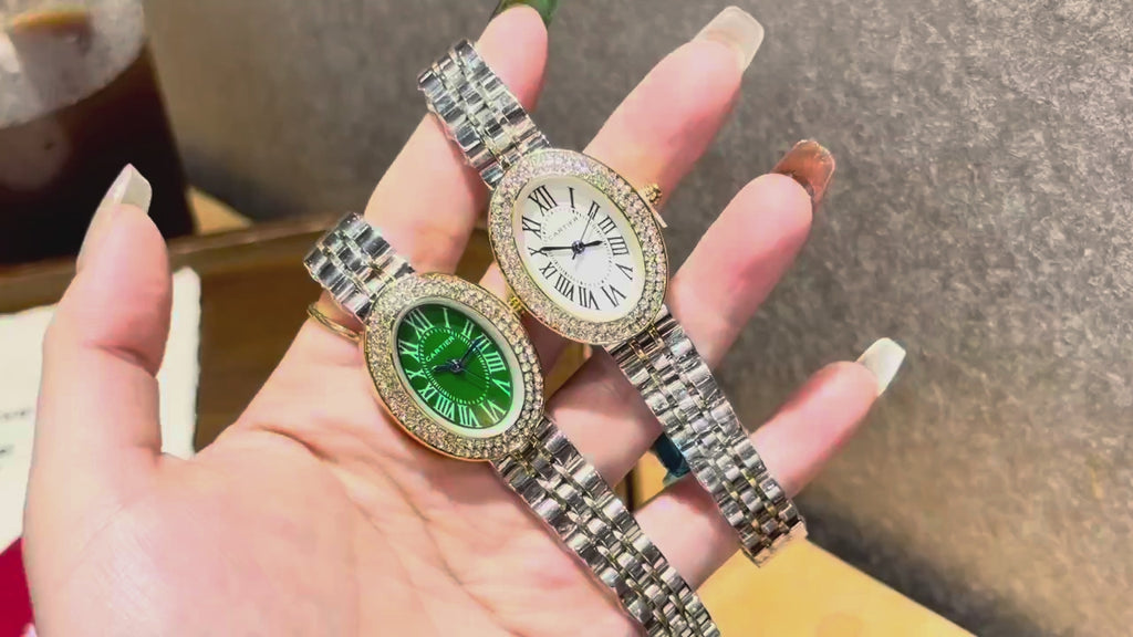 Two-Tone Oval Dial Quartz Bracelet Watch