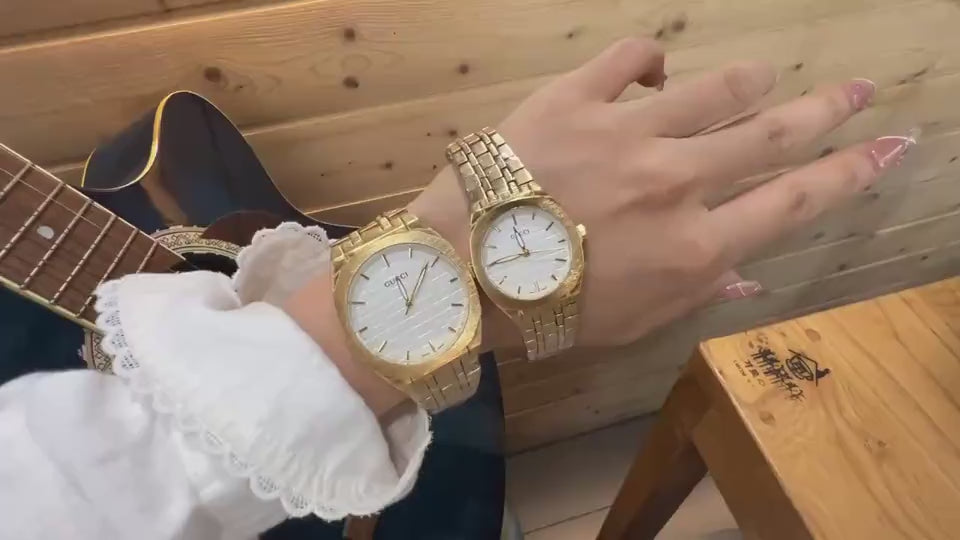 Gold-Tone Round Dial Quartz Bracelet Watch