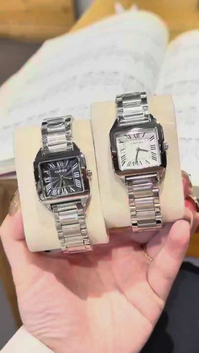 Rectangular Dial Two-Tone Bracelet Quartz Watch