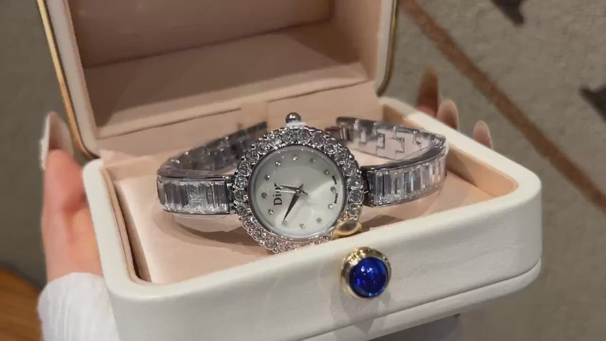 Stone-Accent Round Bracelet Quartz Watch