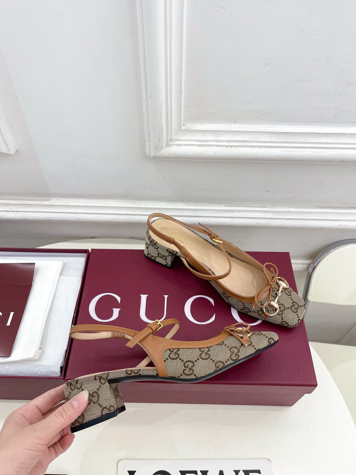 Canvas Slingback Block-Heel Pumps — product photo 14