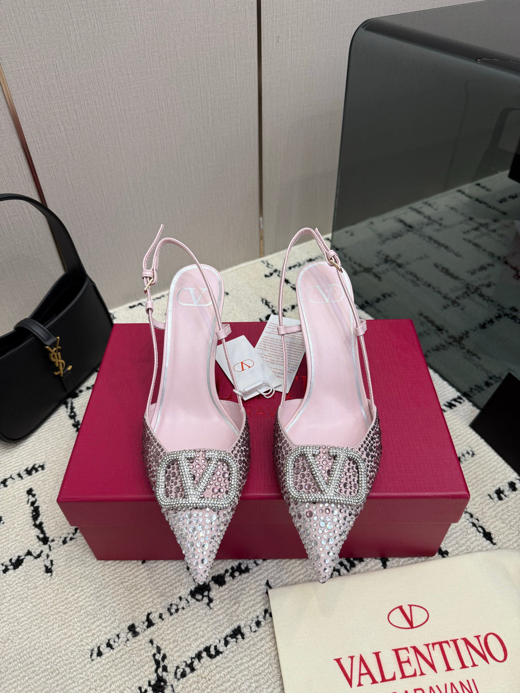 Crystal-Embellished Pointed-Toe Slingback Heels — product photo 10
