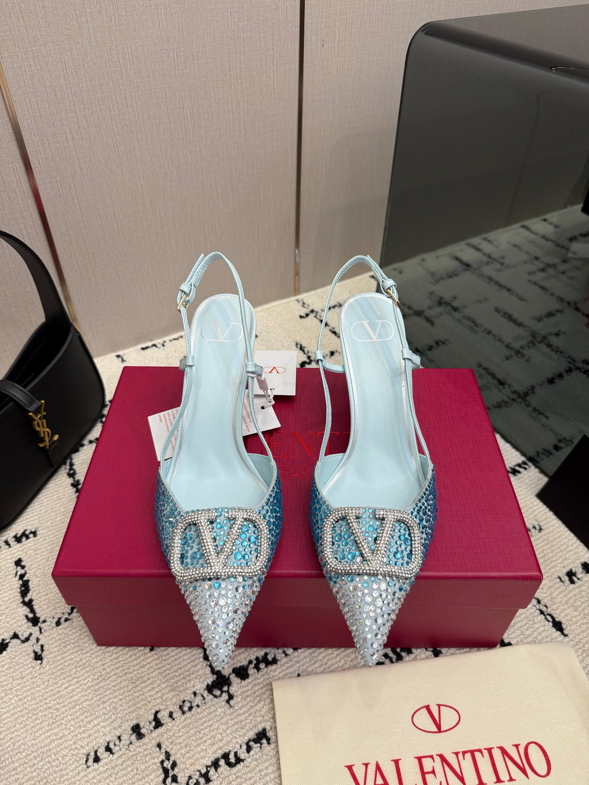 Crystal-Embellished Pointed-Toe Slingback Heels — product photo 14