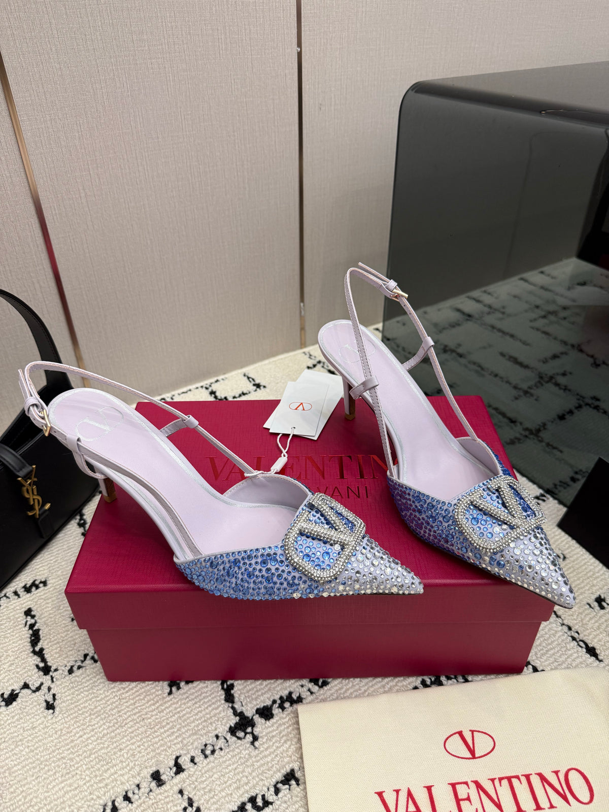 Crystal-Embellished Pointed-Toe Slingback Heels — product photo 15
