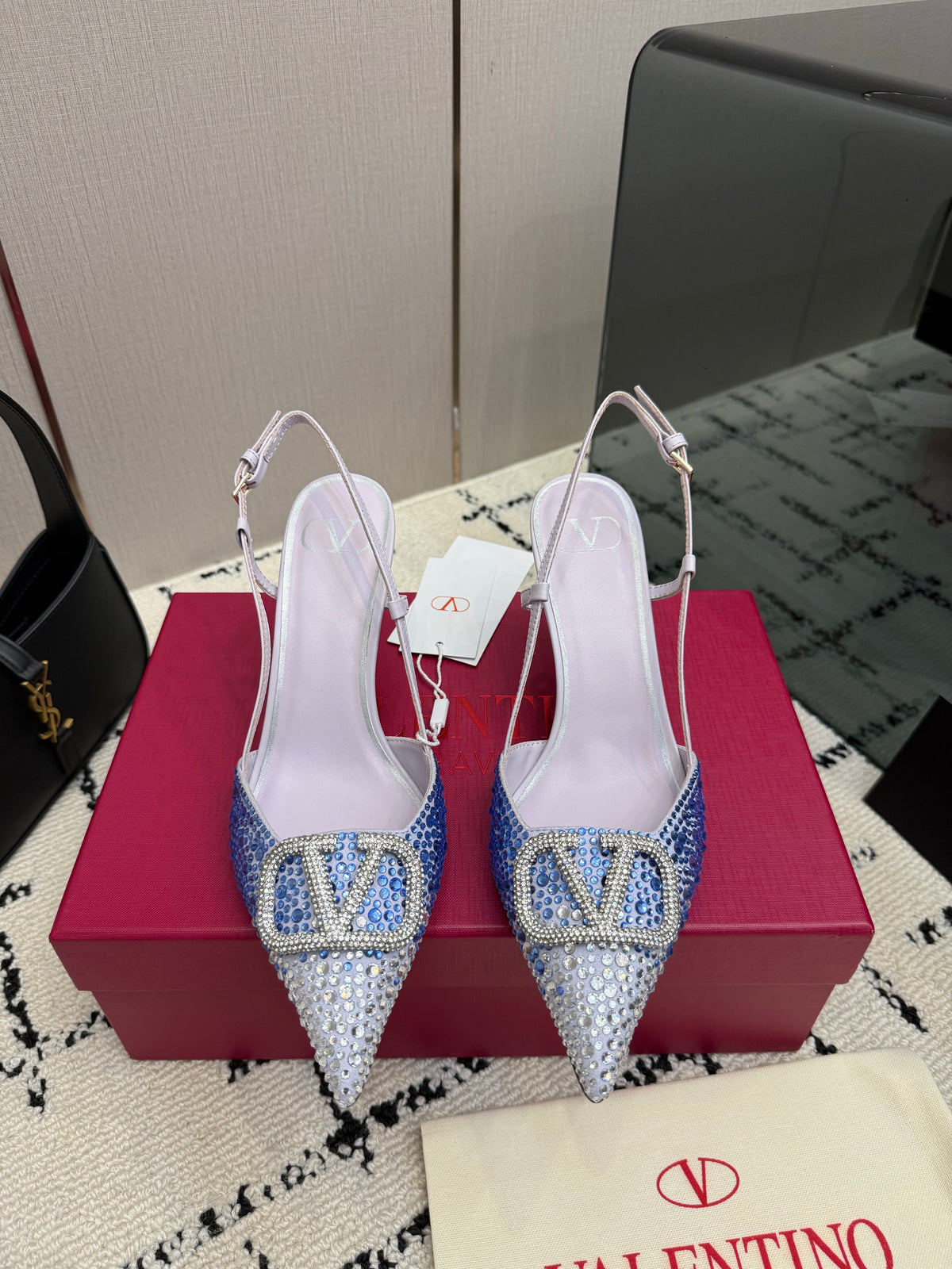 Crystal-Embellished Pointed-Toe Slingback Heels — product photo 16