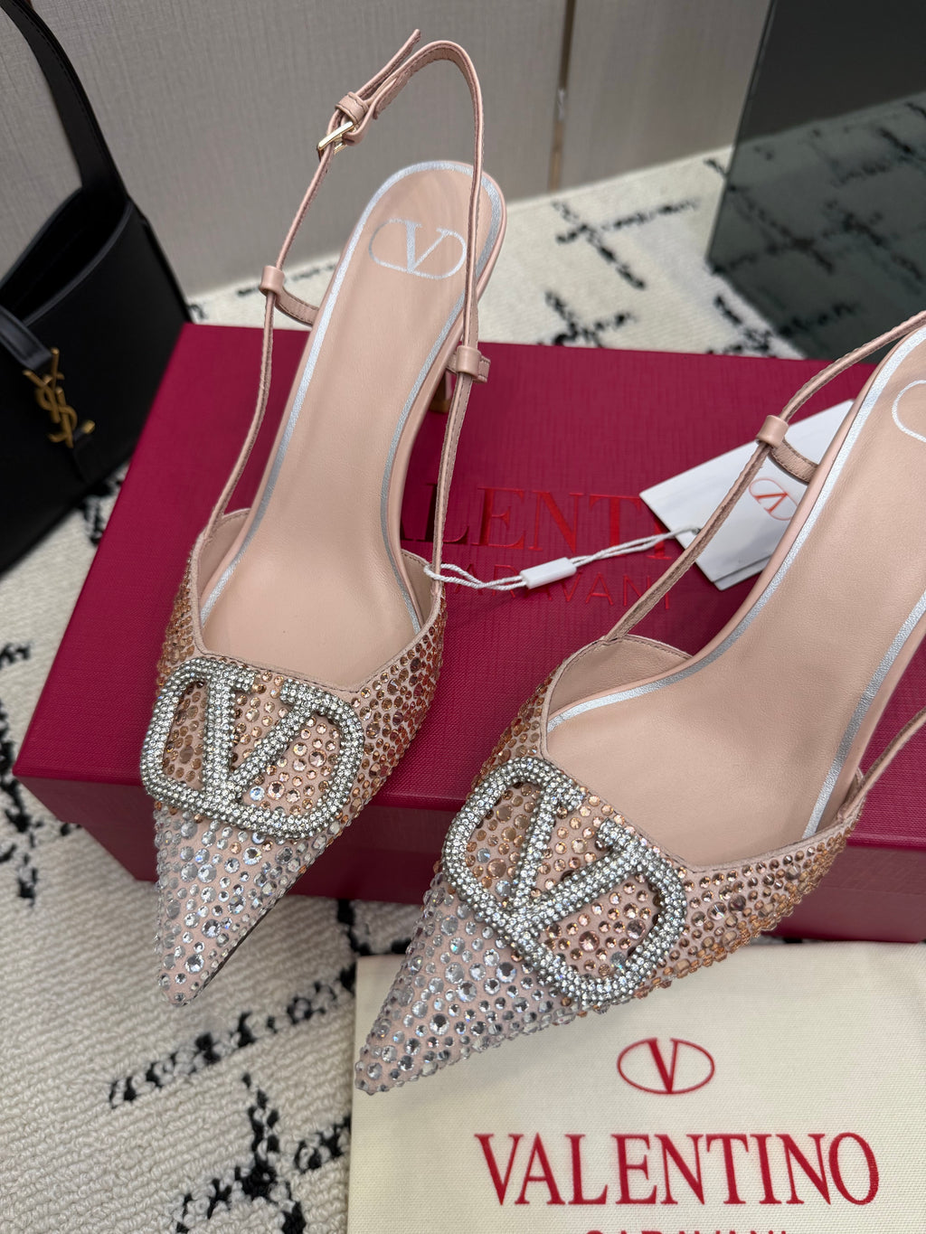Crystal-Embellished Pointed-Toe Slingback Heels — product photo 2
