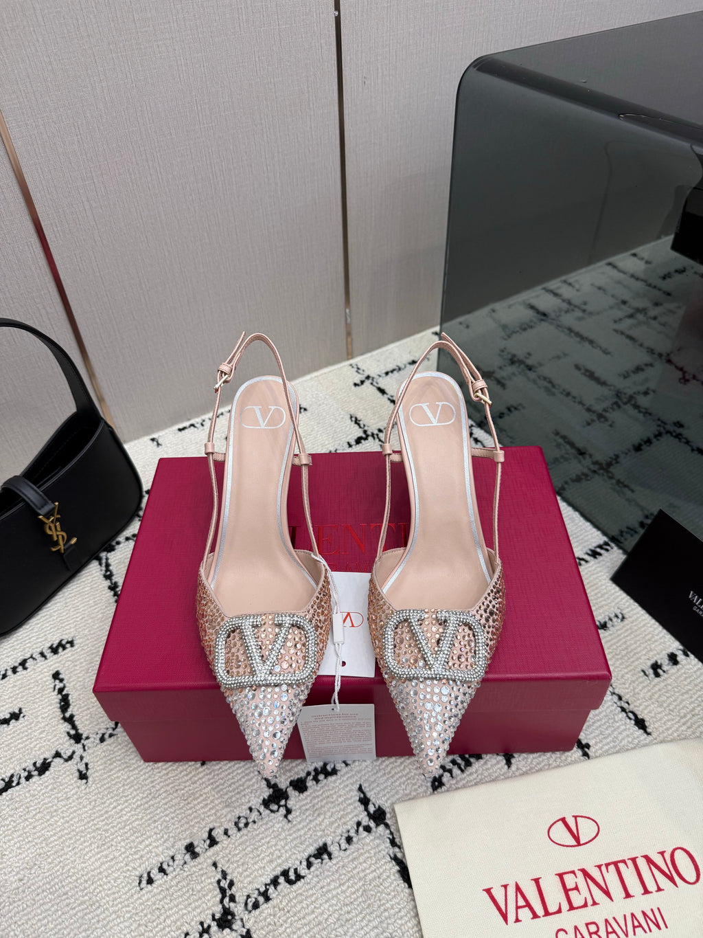 Crystal-Embellished Pointed-Toe Slingback Heels — product photo 8