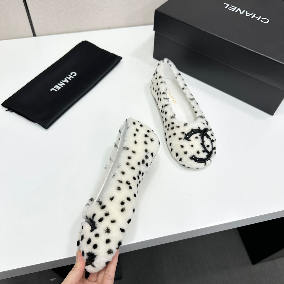 Spotted Ballet Flats with Embellished Toe Detail — product photo 2