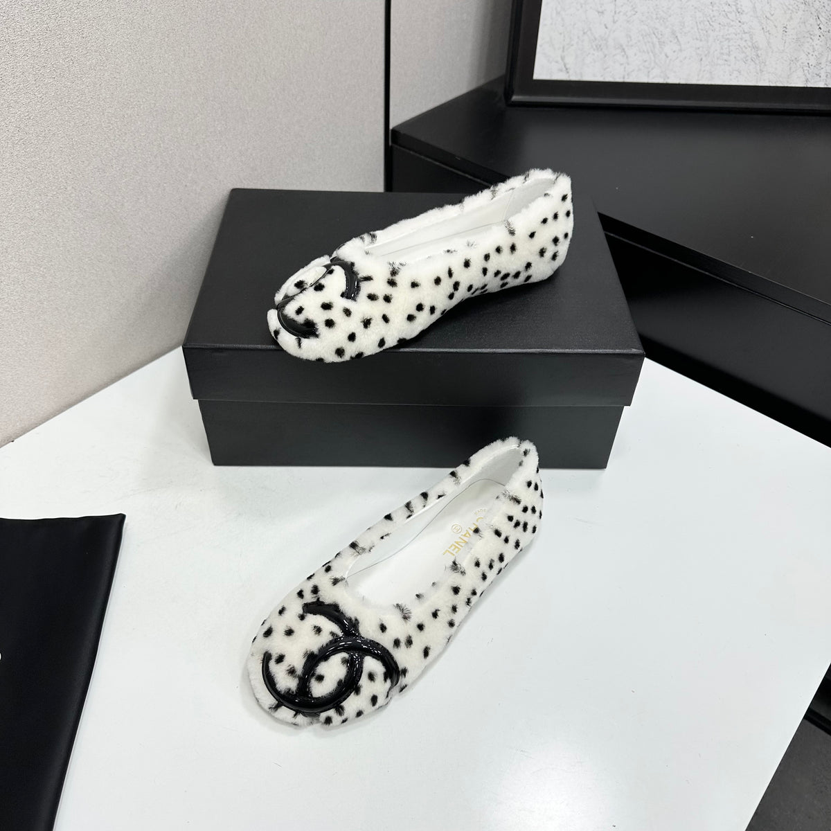 Spotted Ballet Flats with Embellished Toe Detail — product photo 3