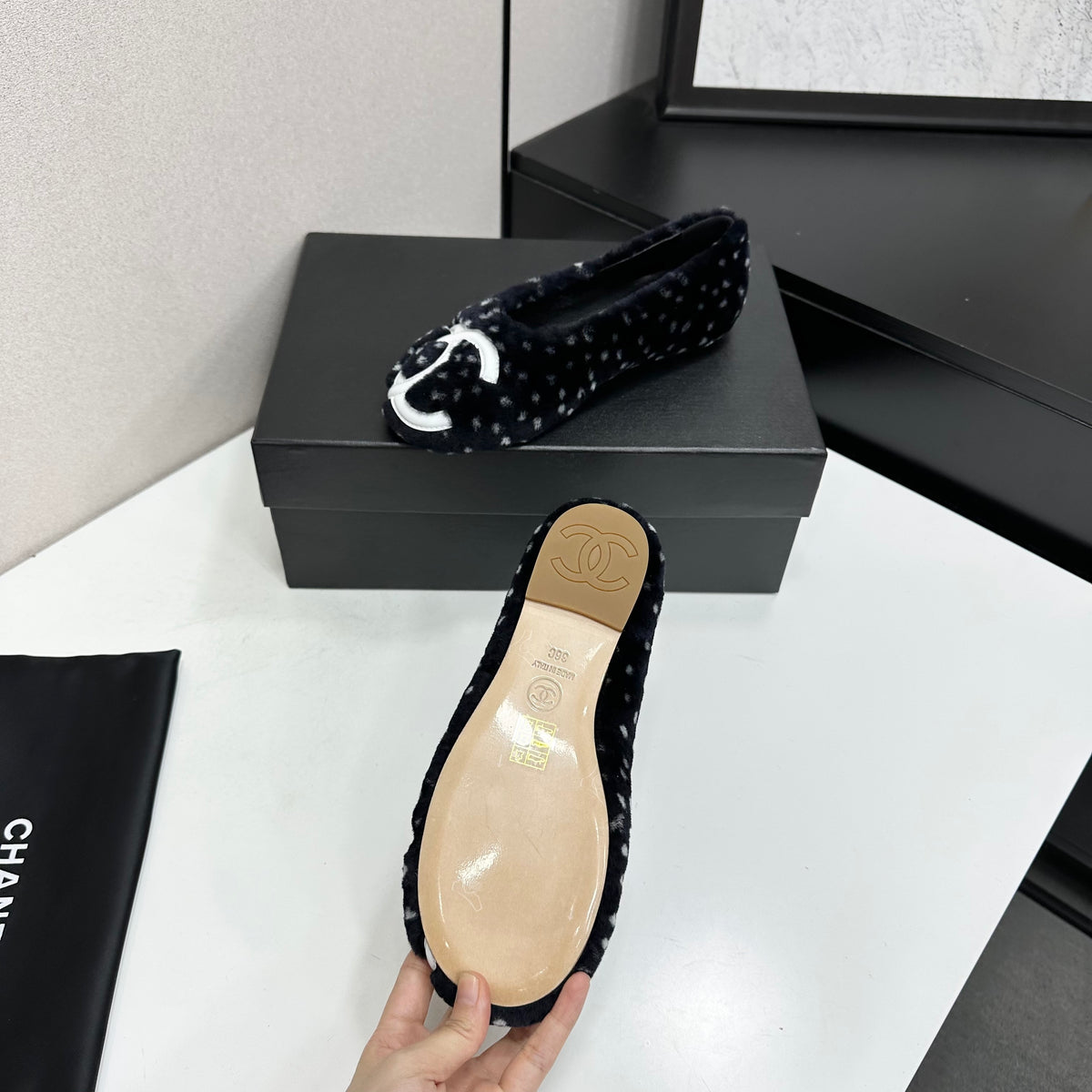 Spotted Ballet Flats with Embellished Toe Detail — product photo 6