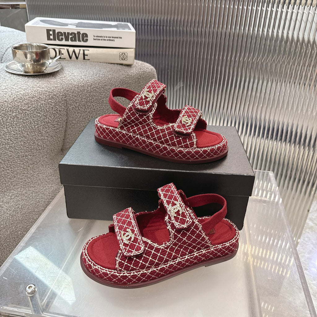 Tweed Double-Strap Platform Sandals — product photo 5