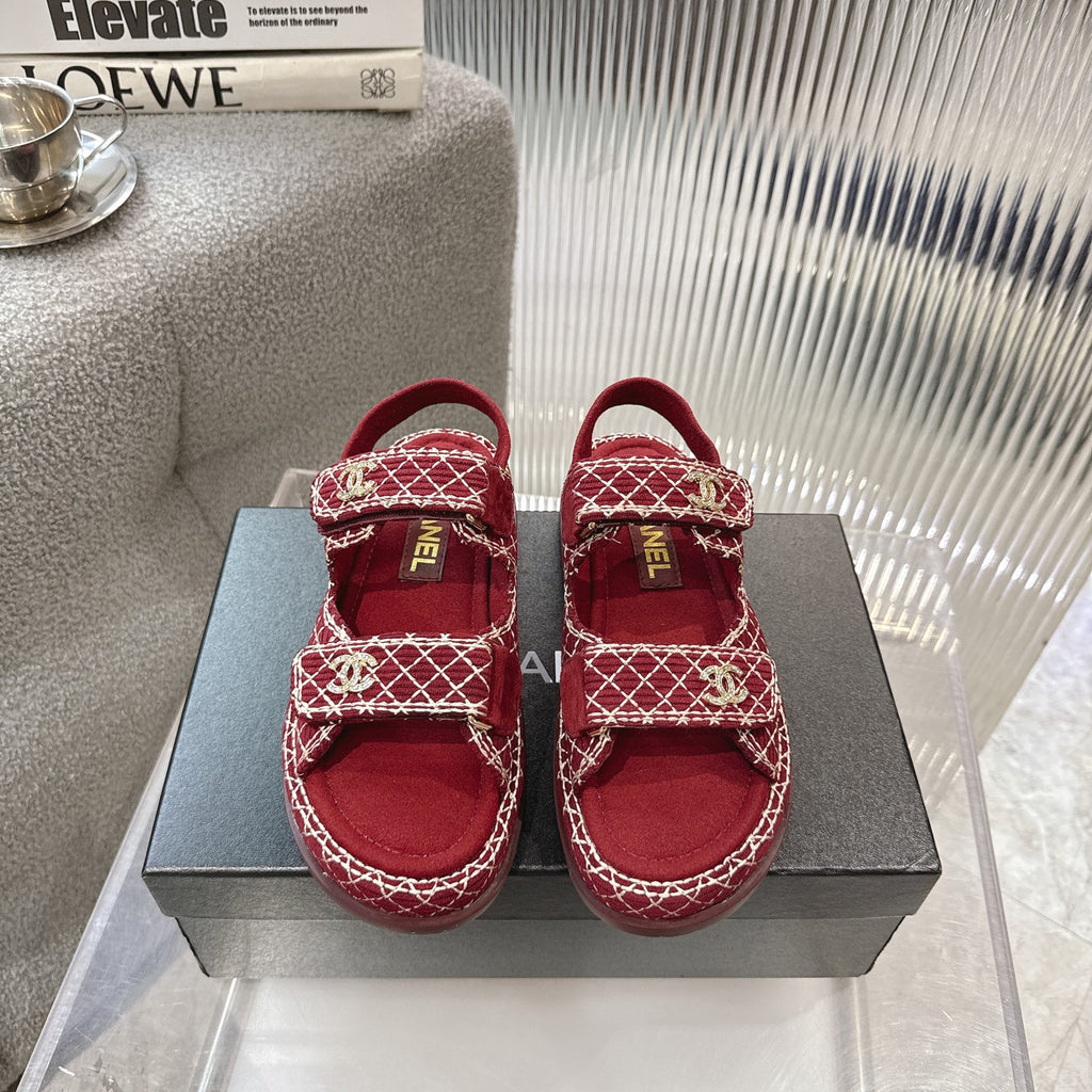 Tweed Double-Strap Platform Sandals — product photo 6