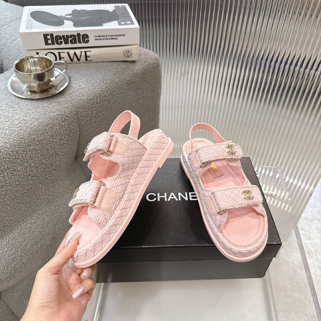 Tweed Double-Strap Platform Sandals — product photo 7
