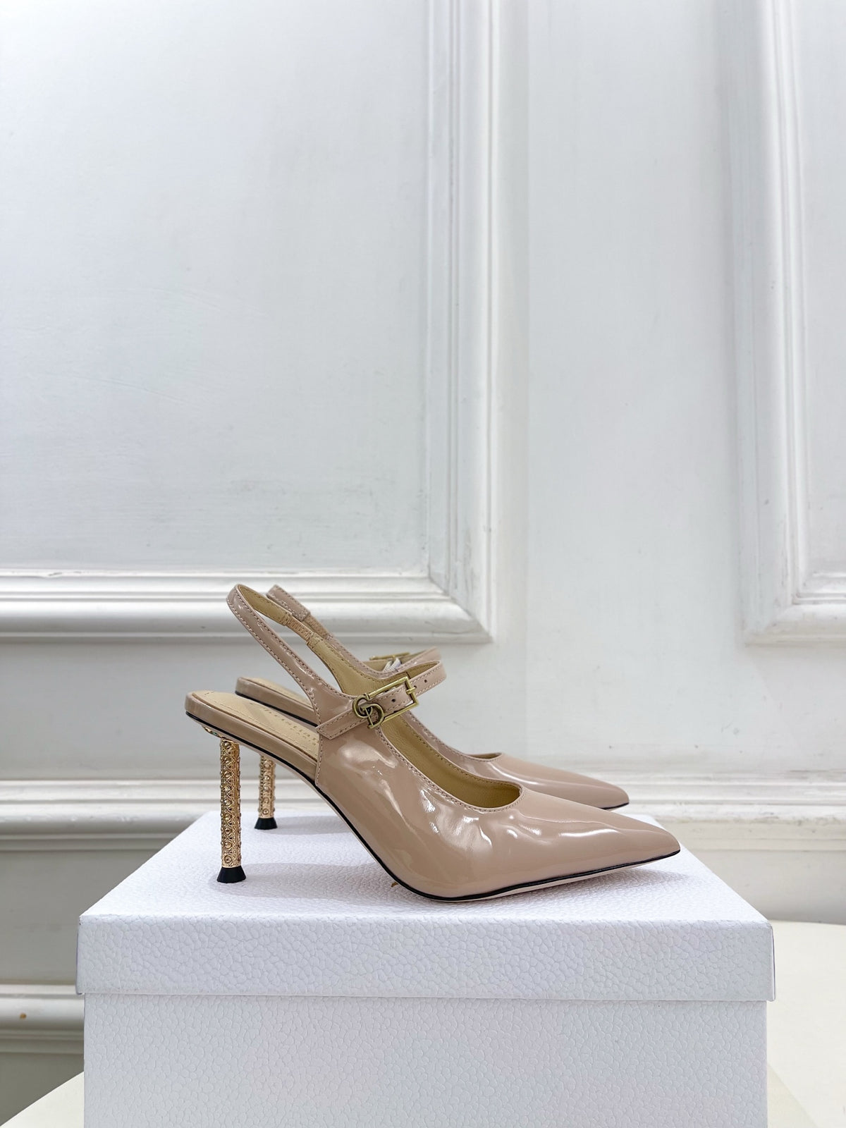 Metal-Detail Pointed-Toe Slingback Pumps — product photo 7