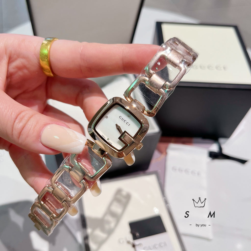 Open-Link Square Quartz Bracelet Watch
